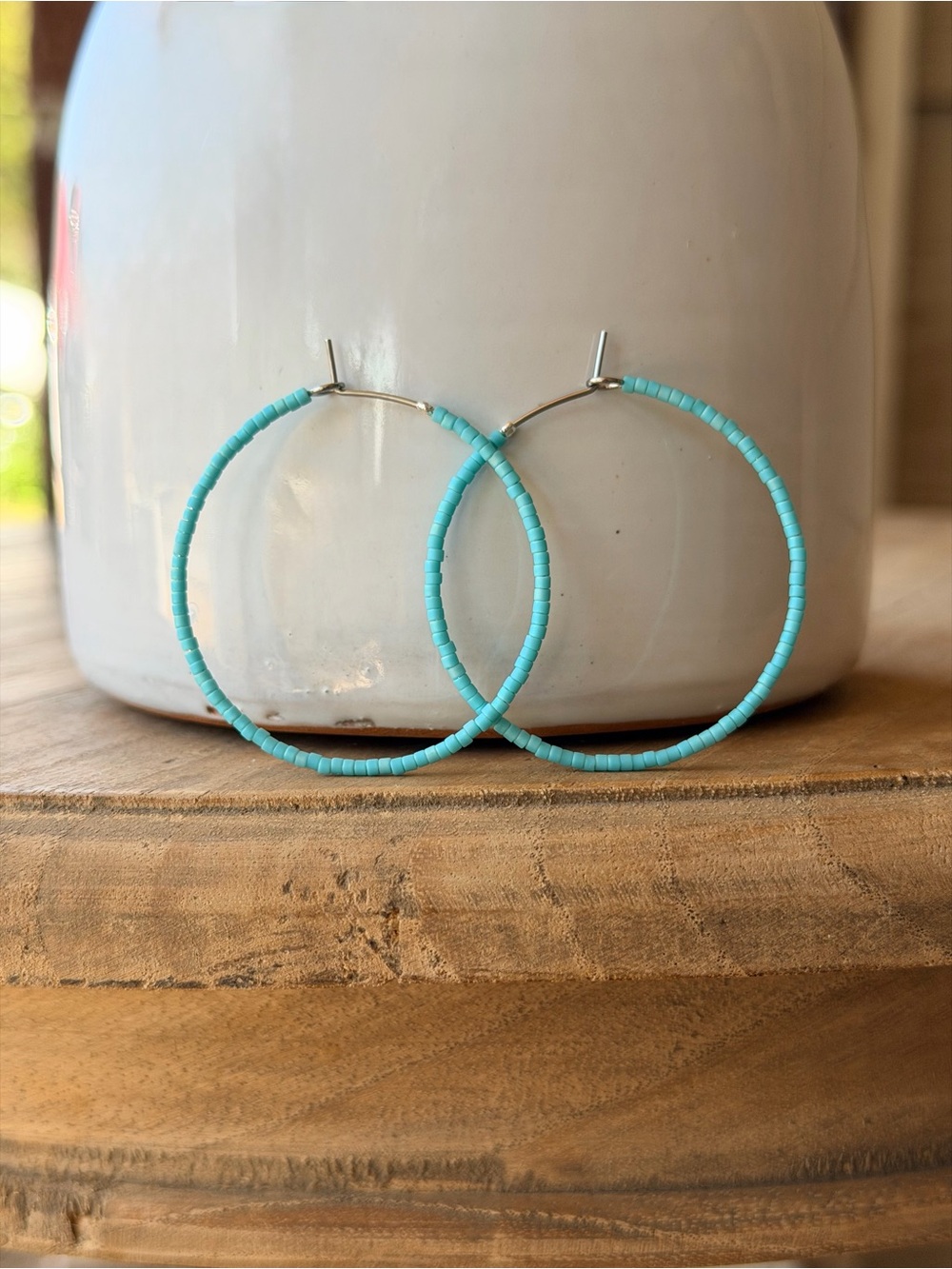 Bright Turquoise Hoop Earrings